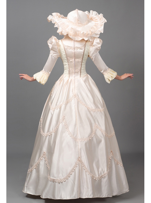 Elegant Retro Long Champagne Juliet COS European Style Royal Aristocratic Princess Court Prom Lolita Dress