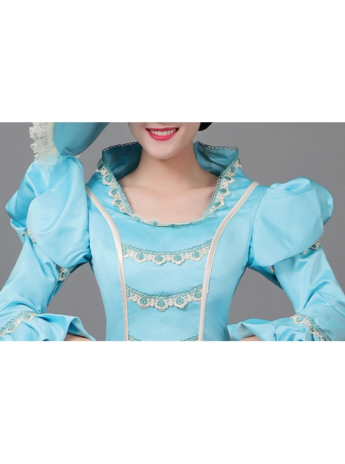 Sky Blue Long Simple Fresh Cinderella COS Drama Costume Retro Lolita Prom Dress