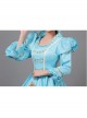 Sky Blue Long Simple Fresh Cinderella COS Drama Costume Retro Lolita Prom Dress