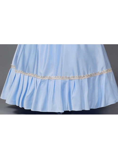 Light Blue Long Simple Elegant Lace Cuffs Cinderella COS Drama Costume Retro Lolita Prom Dress