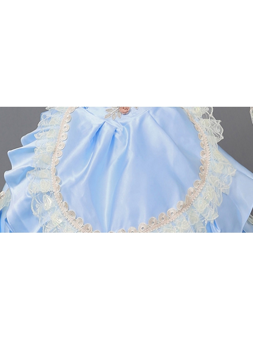 Light Blue Long Simple Elegant Lace Cuffs Cinderella COS Drama Costume Retro Lolita Prom Dress