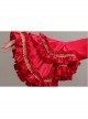 Red Long Retro Ornate Long Sleeve Three-stage Hem Delicate Lace Banquet Festive Prom Lolita Dress