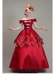 Wine Red Boat Neck Retro Decorative Shirring Drama Performance Prom Lolita Long Dress