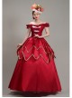 Wine Red Boat Neck Retro Decorative Shirring Drama Performance Prom Lolita Long Dress