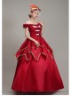 Wine Red Boat Neck Retro Decorative Shirring Drama Performance Prom Lolita Long Dress