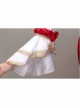 Red Long Retro Court Style White Stand Collar Long Sleeve Lace Drama Performance Prom Lolita Dress