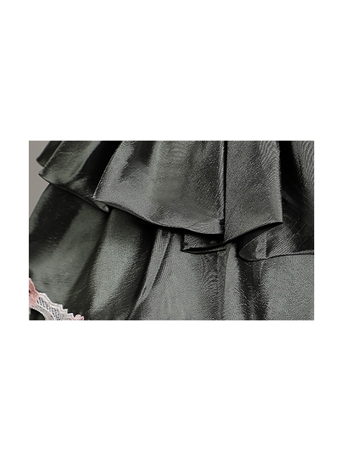 Dark Grey Shawl Collar Long Sleeve Lace Birthday Party Retro Court Lolita Prom Dress