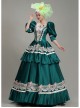 Dark Green Puff Mid-length Sleeve Lace Party Retro Court Lolita Prom Dress