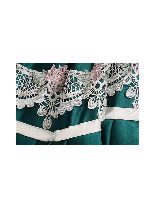 Dark Green Puff Mid-length Sleeve Lace Party Retro Court Lolita Prom Dress