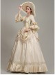 Elegant Champagne Puff Mid-length Sleeve Golden Vertical Stripes Decoration Royal Court Style Lolita Prom Dress