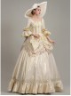 Elegant Champagne Puff Mid-length Sleeve Golden Vertical Stripes Decoration Royal Court Style Lolita Prom Dress