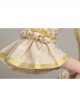 Elegant Champagne Puff Mid-length Sleeve Golden Vertical Stripes Decoration Royal Court Style Lolita Prom Dress