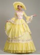 Spring Lively Girlish Feel Bright Yellow Pink Petal Lace Long Sleeve Outing Picnic Court Style Lolita Prom Dress