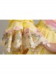 Spring Lively Girlish Feel Bright Yellow Pink Petal Lace Long Sleeve Outing Picnic Court Style Lolita Prom Dress