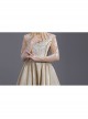 Light Golden High Waist Embroidery Long Sleeve Big Hem Dance Chorus Performance Prom Lolita Dress