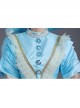 Sky Blue Lace Hollow Out Long Sleeve Round Neck Royal Princess Court Retro Lolita Prom Dress