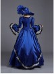 Klein Blue Retro Style Square Collar Chest Bowknot Black-white Lace Long Sleeve Court Prom Lolita Dress