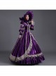 Dark Purple Long Sleeve Pearls Lace Love Decoration Noble Retro Prom Lolita Dress