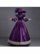 Dark Purple Long Sleeve Pearls Lace Love Decoration Noble Retro Prom Lolita Dress