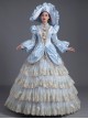 Light Blue Party Ball Dinner Long Sleeve Multilayer Delicate Hem Dreamy Romantic Court Style Prom Lolita Dress