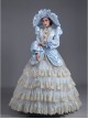 Light Blue Party Ball Dinner Long Sleeve Multilayer Delicate Hem Dreamy Romantic Court Style Prom Lolita Dress