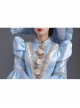 Light Blue Party Ball Dinner Long Sleeve Multilayer Delicate Hem Dreamy Romantic Court Style Prom Lolita Dress