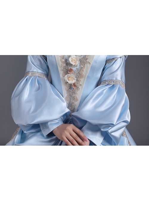 Light Blue Party Ball Dinner Long Sleeve Multilayer Delicate Hem Dreamy Romantic Court Style Prom Lolita Dress