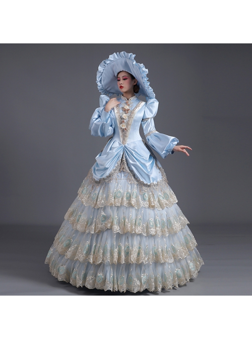 Light Blue Party Ball Dinner Long Sleeve Multilayer Delicate Hem Dreamy Romantic Court Style Prom Lolita Dress