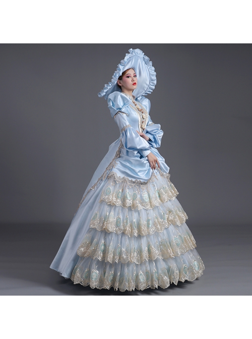 Light Blue Party Ball Dinner Long Sleeve Multilayer Delicate Hem Dreamy Romantic Court Style Prom Lolita Dress