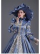 Grey-blue Noble Retro Style Long Sleeves Pearls Lace Love Decoration Prom Lolita Dress