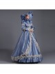 Grey-blue Noble Retro Style Long Sleeves Pearls Lace Love Decoration Prom Lolita Dress