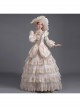 Champagne Long Sleeve Multilayer Delicate Hem Dreamy Romantic Party Ball Dinner Prom Lolita Dress