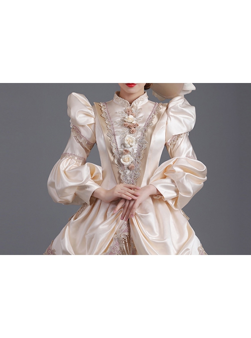 Champagne Long Sleeve Multilayer Delicate Hem Dreamy Romantic Party Ball Dinner Prom Lolita Dress