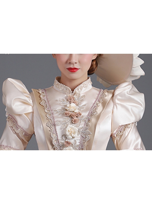 Champagne Long Sleeve Multilayer Delicate Hem Dreamy Romantic Party Ball Dinner Prom Lolita Dress