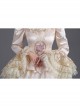 Champagne Classical Style Long Sleeve Multilayer Delicate Lace Collar And Hem Court Prom Lolita Dress