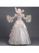 Champagne Classical Style Long Sleeve Multilayer Delicate Lace Collar And Hem Court Prom Lolita Dress