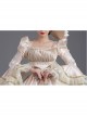 Champagne Square Collar Long Sleeve Lace Bow Shirring Hem Court Prom Lolita Dress