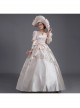 Champagne Puff Mid-length Sleeve Pearls Large Bowknot Court Ladylike Style Elegant Charming Prom Lolita Dress