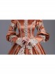 Light Brown Long Sleeve Pearls Lace Love Decoration Noble Retro Prom Lolita Dress