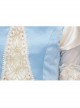 Light Blue Hem Champagne Embroidery Lace Hollow Out Long Sleeves Retro Court Style Prom Lolita Dress