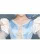 Light Blue Hem Champagne Embroidery Lace Hollow Out Long Sleeves Retro Court Style Prom Lolita Dress