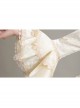 Elegant Dignified Cotton Beige Square Collar Long Sleeve Trumpet Cuffs Lace Pearsl Retro Court Prom Lolita Dress