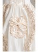 Light Champagne Square Collar Mid-length Trumpet Sleeve Lace Pearls Bow Decoration Simple Elegant Retro Court Style Lolita Prom Dress