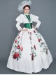 Unique Design Minority Red-green-white Three-color Contrast Large Hem With Roses In Bloom Court Style Long Sleeve Lolita Prom Dress