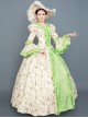 Tender Green Square Collar Long Sleeve Fresh Floral Hem Spring Outing Photograph Court Style Lolita Prom Dress