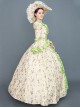 Tender Green Square Collar Long Sleeve Fresh Floral Hem Spring Outing Photograph Court Style Lolita Prom Dress