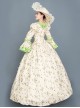 Tender Green Square Collar Long Sleeve Fresh Floral Hem Spring Outing Photograph Court Style Lolita Prom Dress