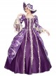 Noble Gorgeous Dark Purple Square Collar Long Sleeve Gold Edge Temperament Charming Court Style Lolita Prom Dress