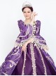 Noble Gorgeous Dark Purple Square Collar Long Sleeve Gold Edge Temperament Charming Court Style Lolita Prom Dress