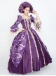 Noble Gorgeous Dark Purple Square Collar Long Sleeve Gold Edge Temperament Charming Court Style Lolita Prom Dress